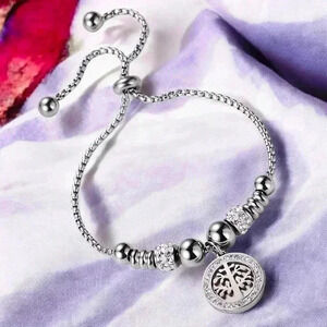 🆕️Elegant 18K Gold Plated Tree of Life Charm Bracelet Sparkling Rhinestones